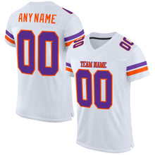 Load image into Gallery viewer, Custom White Purple-Orange Mesh Authentic Football Jersey