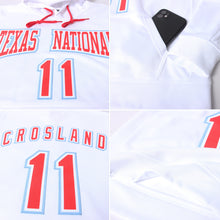 Load image into Gallery viewer, Custom Stitched White Red-Light Blue Sports Pullover Sweatshirt Hoodie