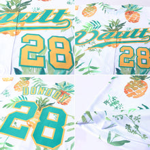 Load image into Gallery viewer, Custom White Kelly Green-Gold 3D Pattern Design Pineapples Authentic Baseball Jersey