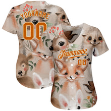 Load image into Gallery viewer, Custom White Texas Orange-Cream 3D Pattern Design Foxes Authentic Baseball Jersey