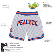 Load image into Gallery viewer, Custom White Royal Pinstripe Royal-Orange Authentic Basketball Shorts