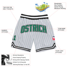 Load image into Gallery viewer, Custom White Kelly Green Pinstripe Kelly Green-Black Authentic Basketball Shorts