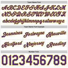 Load image into Gallery viewer, Custom White Purple Pinstripe Purple-Gold Authentic Basketball Shorts