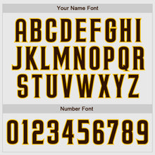 Load image into Gallery viewer, Custom White Gold Pinstripe Brown-Gold Authentic Baseball Jersey