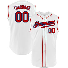 Load image into Gallery viewer, Custom White Red-Navy Authentic Sleeveless Baseball Jersey