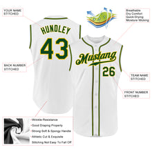 Load image into Gallery viewer, Custom White Green-Gold Authentic Sleeveless Baseball Jersey