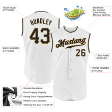 Load image into Gallery viewer, Custom White Black-Old Gold Authentic Sleeveless Baseball Jersey