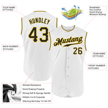 Load image into Gallery viewer, Custom White Black-Gold Authentic Sleeveless Baseball Jersey