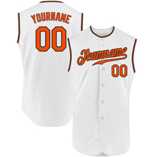 Load image into Gallery viewer, Custom White Orange-Black Authentic Sleeveless Baseball Jersey