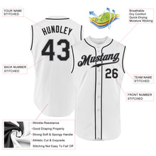 Load image into Gallery viewer, Custom White Black-Gray Authentic Sleeveless Baseball Jersey