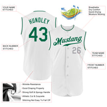 Load image into Gallery viewer, Custom White Kelly Green-Gray Authentic Sleeveless Baseball Jersey