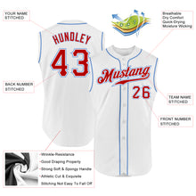 Load image into Gallery viewer, Custom White Red-Light Blue Authentic Sleeveless Baseball Jersey