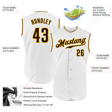 Load image into Gallery viewer, Custom White Brown-Gold Authentic Sleeveless Baseball Jersey