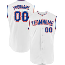 Load image into Gallery viewer, Custom White Royal-Red Authentic Sleeveless Baseball Jersey