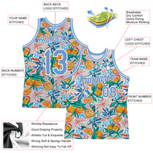 Load image into Gallery viewer, Custom White Light Blue-White 3D Pattern Design Oranges Authentic Basketball Jersey