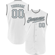 Load image into Gallery viewer, Custom White Silver-Black Authentic Sleeveless Baseball Jersey