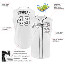 Load image into Gallery viewer, Custom White White-Black Authentic Sleeveless Baseball Jersey
