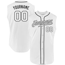 Load image into Gallery viewer, Custom White White-Black Authentic Sleeveless Baseball Jersey