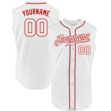 Load image into Gallery viewer, Custom White White-Red Authentic Sleeveless Baseball Jersey