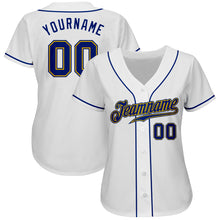 Load image into Gallery viewer, Custom White Royal-Gold Authentic Baseball Jersey
