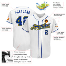 Load image into Gallery viewer, Custom White Royal-Gold Authentic Baseball Jersey