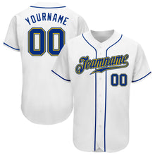 Load image into Gallery viewer, Custom White Royal-Gold Authentic Baseball Jersey