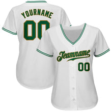 Load image into Gallery viewer, Custom White Kelly Green-Old Gold Authentic Baseball Jersey