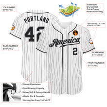 Load image into Gallery viewer, Custom White Black Pinstripe Black-Gray Authentic Baseball Jersey