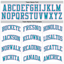 Load image into Gallery viewer, Custom White Teal-Pink Authentic Throwback Basketball Jersey