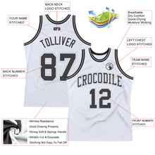 Load image into Gallery viewer, Custom White Steel Gray-Silver Authentic Throwback Basketball Jersey