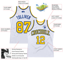 Load image into Gallery viewer, Custom White Gold-Royal Authentic Throwback Basketball Jersey