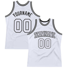 Load image into Gallery viewer, Custom White White-Black Authentic Throwback Basketball Jersey