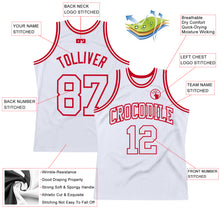 Load image into Gallery viewer, Custom White White-Red Authentic Throwback Basketball Jersey