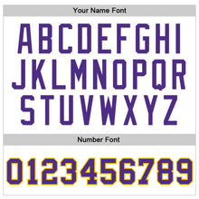 Load image into Gallery viewer, Custom White Purple-Gold Authentic Throwback Basketball Jersey