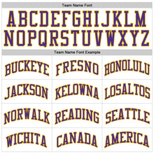Load image into Gallery viewer, Custom White Purple-Gold Authentic Throwback Basketball Jersey