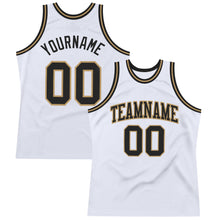 Load image into Gallery viewer, Custom White Black-Old Gold Authentic Throwback Basketball Jersey