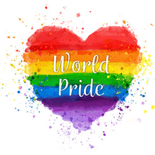 Load image into Gallery viewer, Custom White Purple-Orange Rainbow Colored Heart For World Pride LGBT Performance T-Shirt