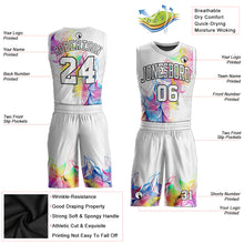 Load image into Gallery viewer, Custom White White-Black Round Neck Sublimation Basketball Suit Jersey