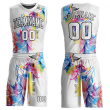 Load image into Gallery viewer, Custom White White-Black Round Neck Sublimation Basketball Suit Jersey