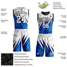 Load image into Gallery viewer, Custom White White-Royal Round Neck Sublimation Basketball Suit Jersey