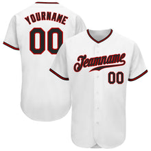 Load image into Gallery viewer, Custom White Black-Red Authentic Baseball Jersey