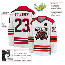Load image into Gallery viewer, Custom White Black-Red Hockey Jersey