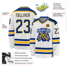 Load image into Gallery viewer, Custom White Royal-Gold Hockey Jersey