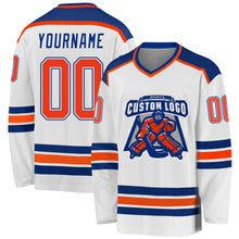 Load image into Gallery viewer, Custom White Orange-Royal Hockey Jersey
