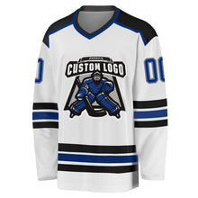 Load image into Gallery viewer, Custom White Royal-Black Hockey Jersey