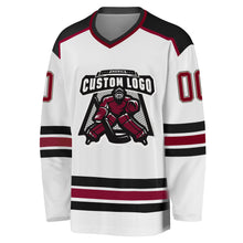 Load image into Gallery viewer, Custom White Maroon Cream-Black Hockey Jersey
