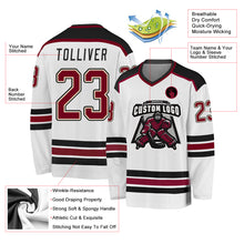 Load image into Gallery viewer, Custom White Maroon Cream-Black Hockey Jersey