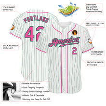 Load image into Gallery viewer, Custom White Kelly Green Pinstripe Pink-Kelly Green Authentic Baseball Jersey