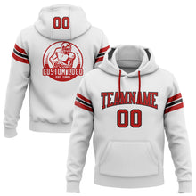 Load image into Gallery viewer, Custom Stitched White Red-Black Football Pullover Sweatshirt Hoodie