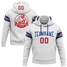 Load image into Gallery viewer, Custom Stitched White Red-Royal Football Pullover Sweatshirt Hoodie